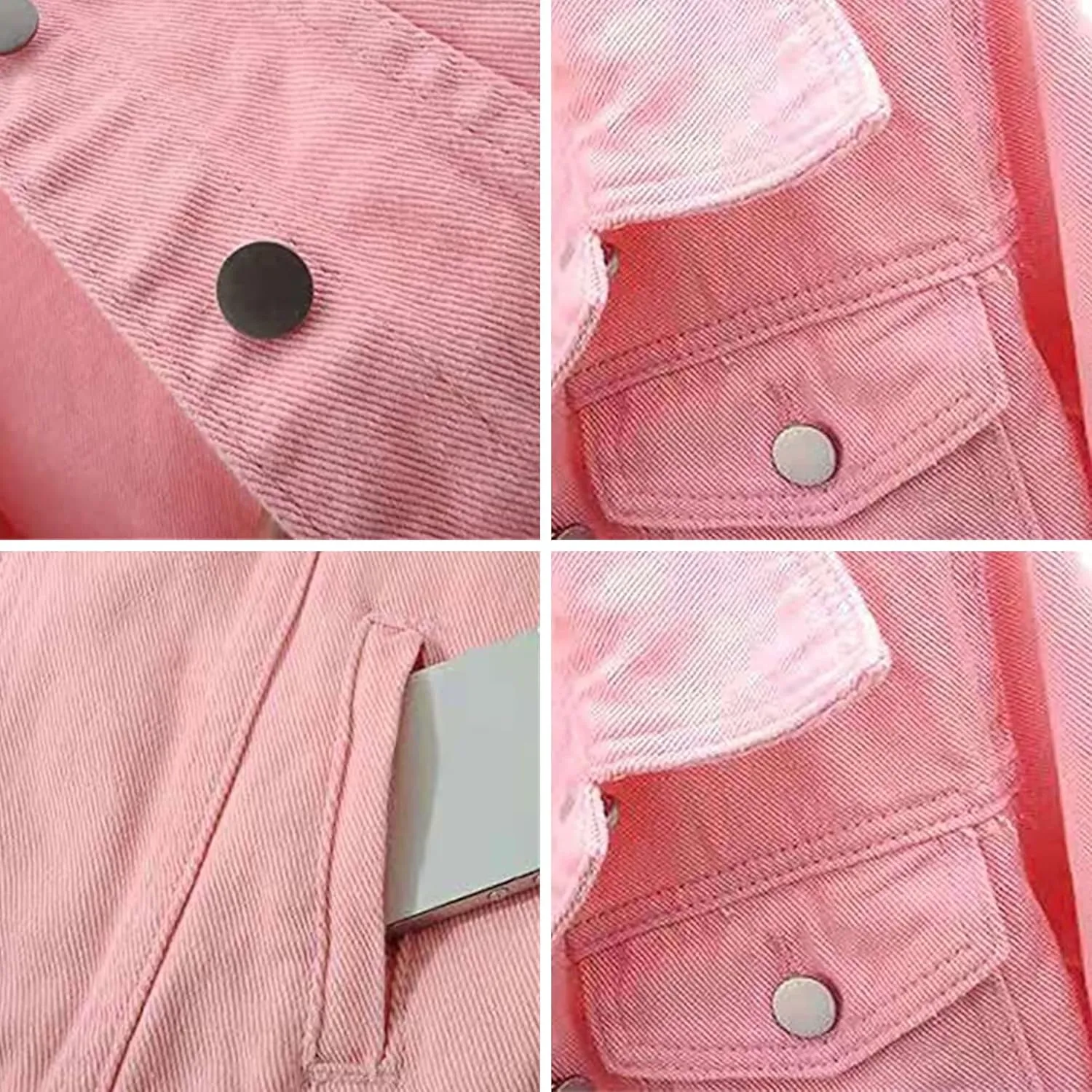 Ladyful Women's Lapel Denim Jacket 3/4 Sleeve Button Down Trucker Moto Jean Coat Outerwear
