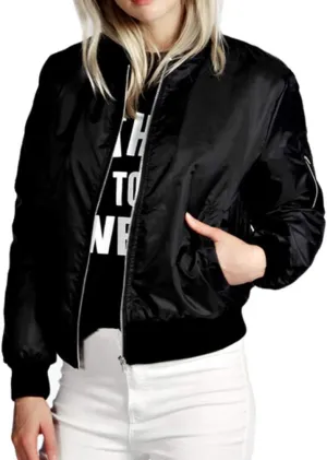 Lavnis Women's Lightweight Bomber Jacket Casual Long Sleeve Fall Coat Zip Up Outerwear Windbreaker
