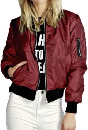 Lavnis Women's Lightweight Bomber Jacket Casual Long Sleeve Fall Coat Zip Up Outerwear Windbreaker