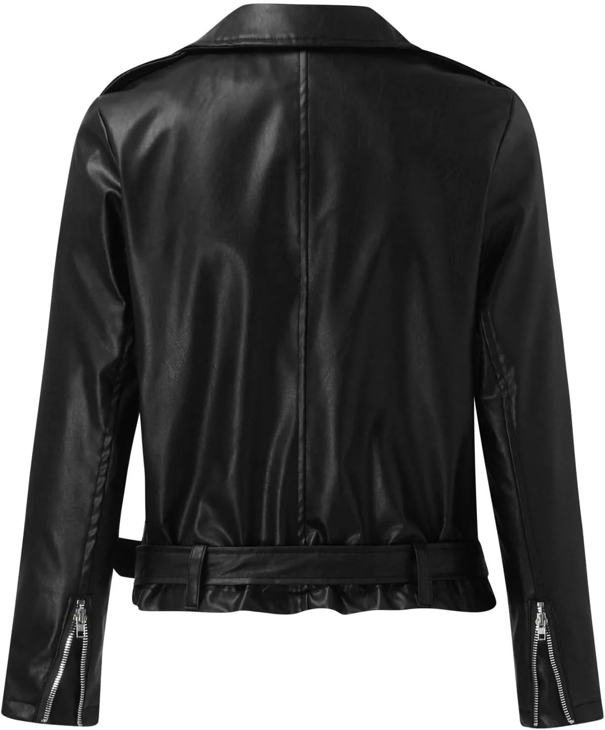 LCMTWX Women Jackets Belt Motorcycle Stand Zip Tops Slim Jacket Coat Collar Leather Women's Coat Jacket Women Womens