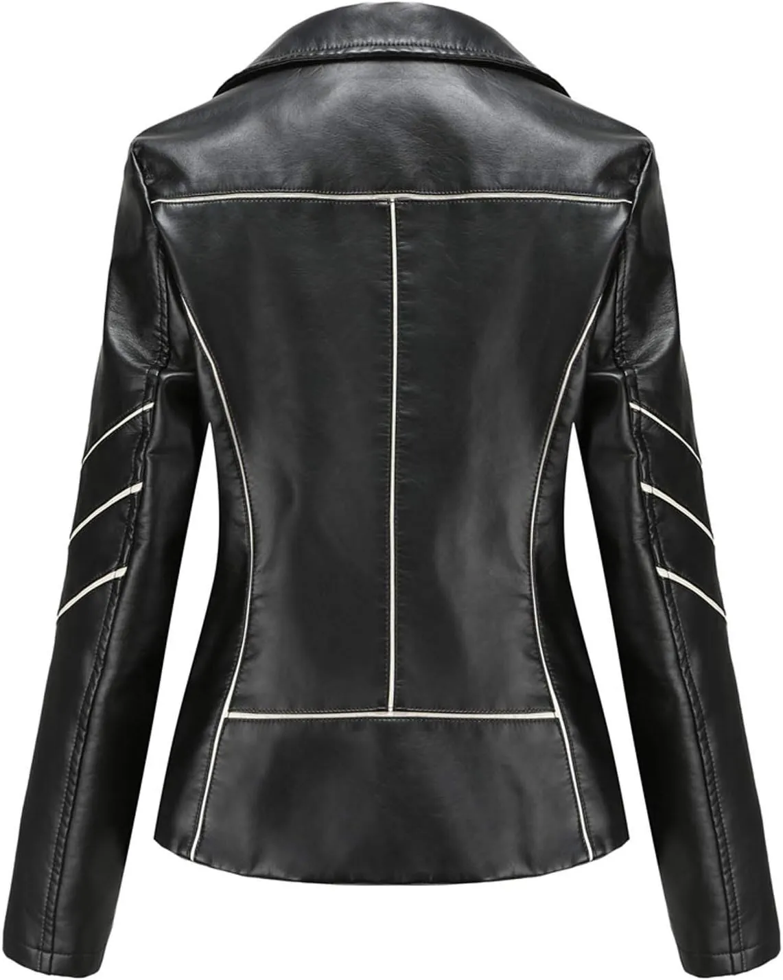 LCMTWX Womens Faux Leather Zip Up Moto Biker Jacket Long Sleeve Outwear Cool Slim Jacket Coat for Vacation Slim Lapel Women