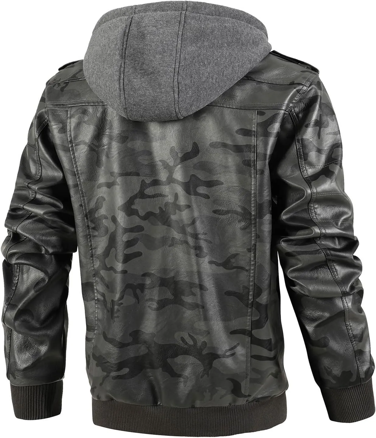 Leather Jacket Men Vintage Motorcycle Jacket Zip up Faux Leather Jacket Waterproof Biker Jacket PU Leather Winter Coat