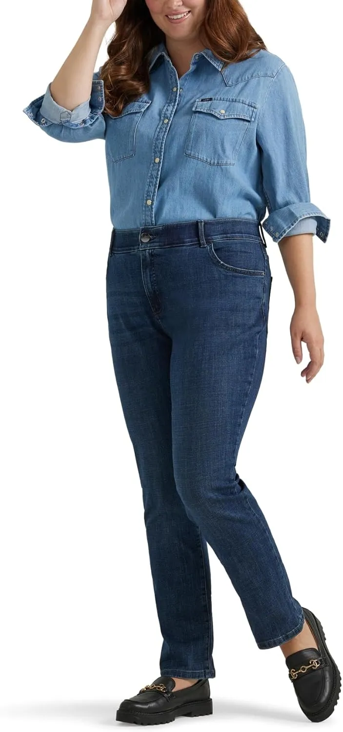 Lee womens Plus Size Ultra Lux Comfort With Flex Motion Straight Leg Jean