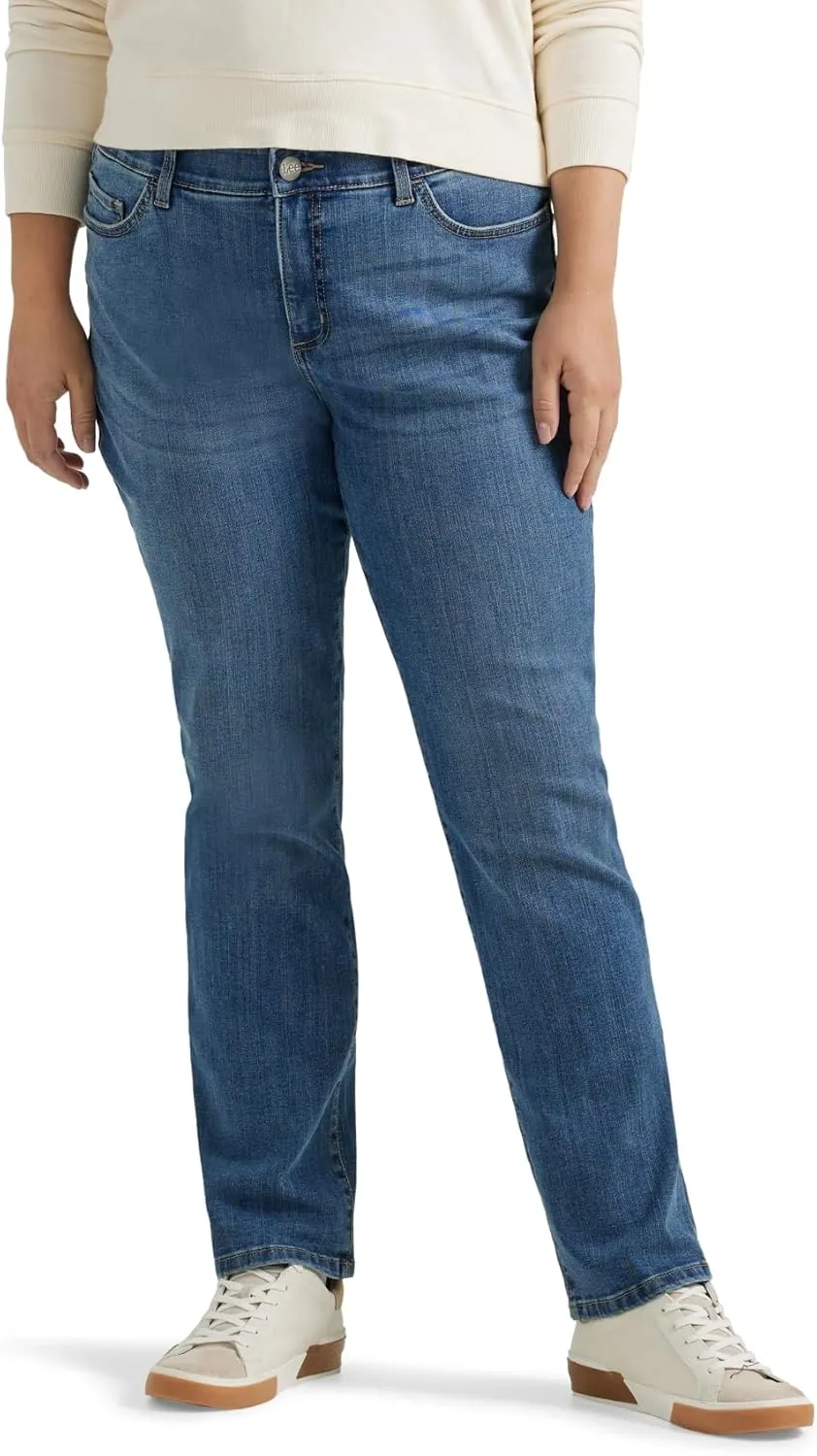 Lee womens Plus Size Ultra Lux Comfort With Flex Motion Straight Leg Jean