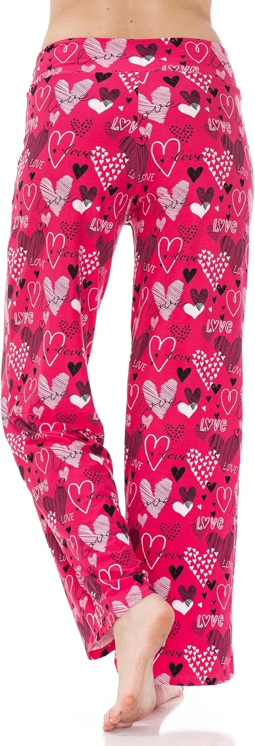 Leggings Depot Women's Casual Long Pajama Lounge Pants Drawstring Sleepwear-Print Design