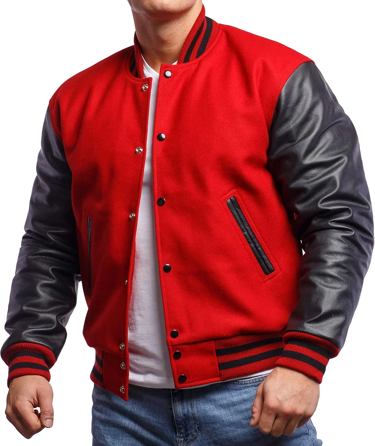 Letterman Jacket (16 Color Options) S to 5XL (Wool, Leather Sleeves)
