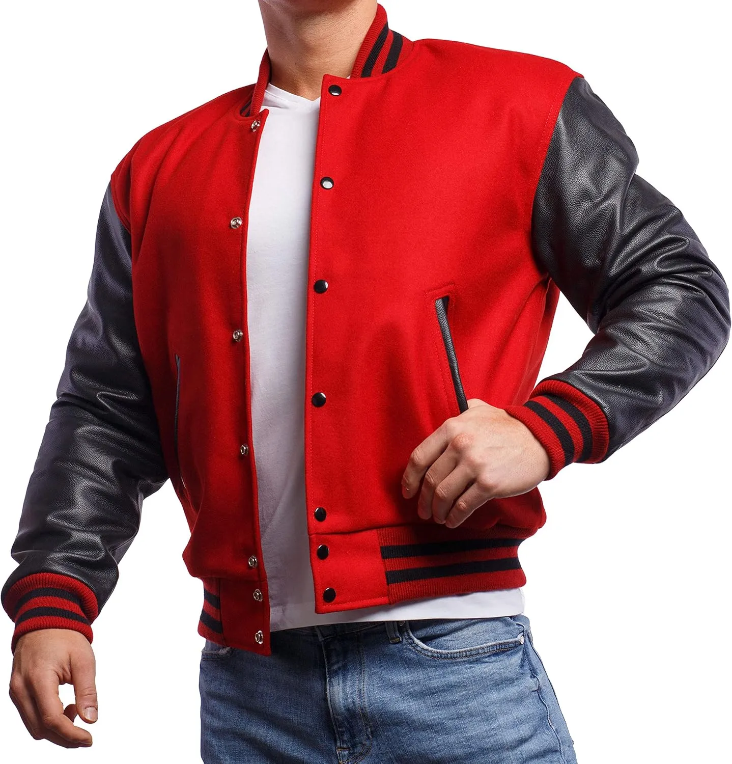 Letterman Jacket (16 Color Options) S to 5XL (Wool, Leather Sleeves)