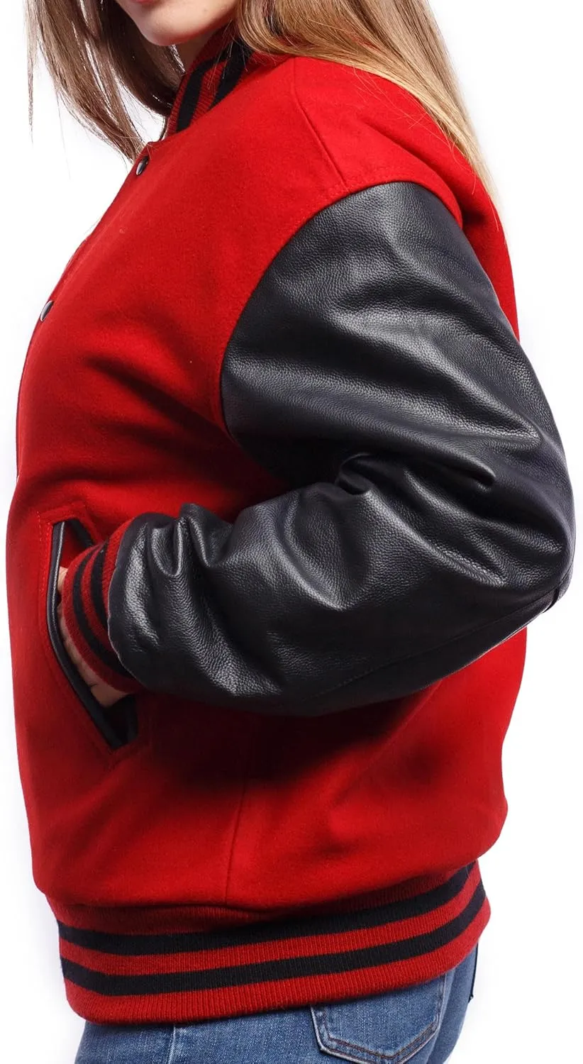 Letterman Jacket (16 Color Options) S to 5XL (Wool, Leather Sleeves)