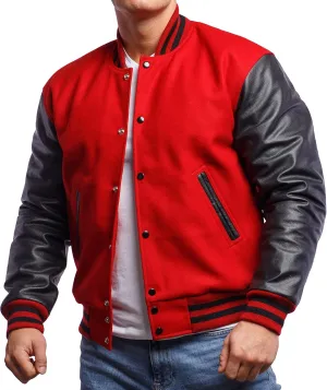 Letterman Jacket (16 Color Options) S to 5XL (Wool, Leather Sleeves)