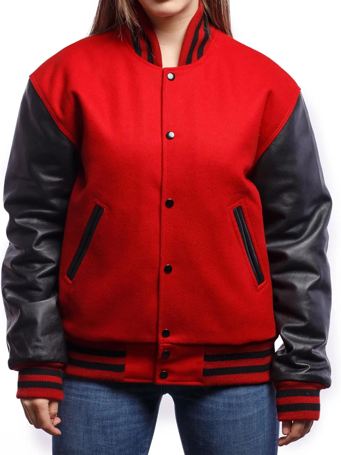 Letterman Jacket (16 Color Options) S to 5XL (Wool, Leather Sleeves)
