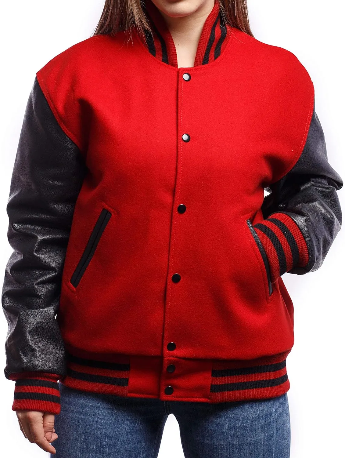 Letterman Jacket (16 Color Options) S to 5XL (Wool, Leather Sleeves)