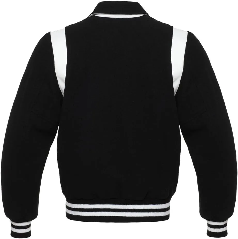Letterman Varsity Jackets Retro Varsity Letterman Jackets Erect Collar Wool Blend Body Cowhide Leather Shoulder Strip