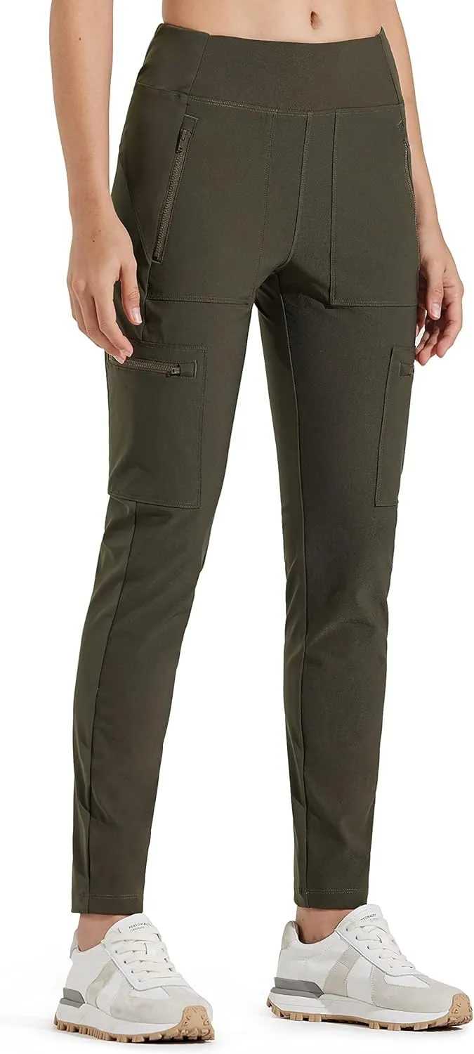 Libin Women's Hiking Leggings Hybrid Cargo Tights Casual Pants High Waisted Athletic Workout Travel Work Joggers