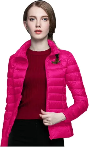 Lightweight Puffer Jacket Women Packable Duck Down Quilted Jacket Winter Warm Padded Bubble Outwear Coat
