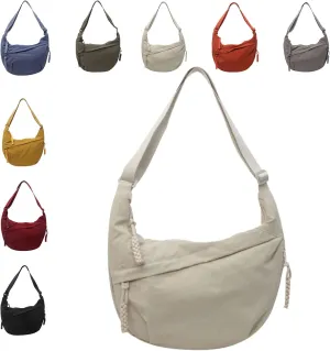 Limorence Women's Fashion Plain Color Nylon Crossbody Hobo Bag, nylon crescent bag, large crossbody bags for women