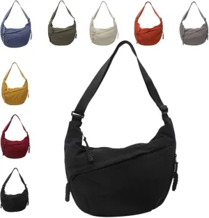 Limorence Women's Fashion Plain Color Nylon Crossbody Hobo Bag, nylon crescent bag, large crossbody bags for women