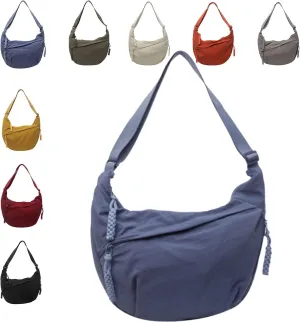 Limorence Women's Fashion Plain Color Nylon Crossbody Hobo Bag, nylon crescent bag, large crossbody bags for women