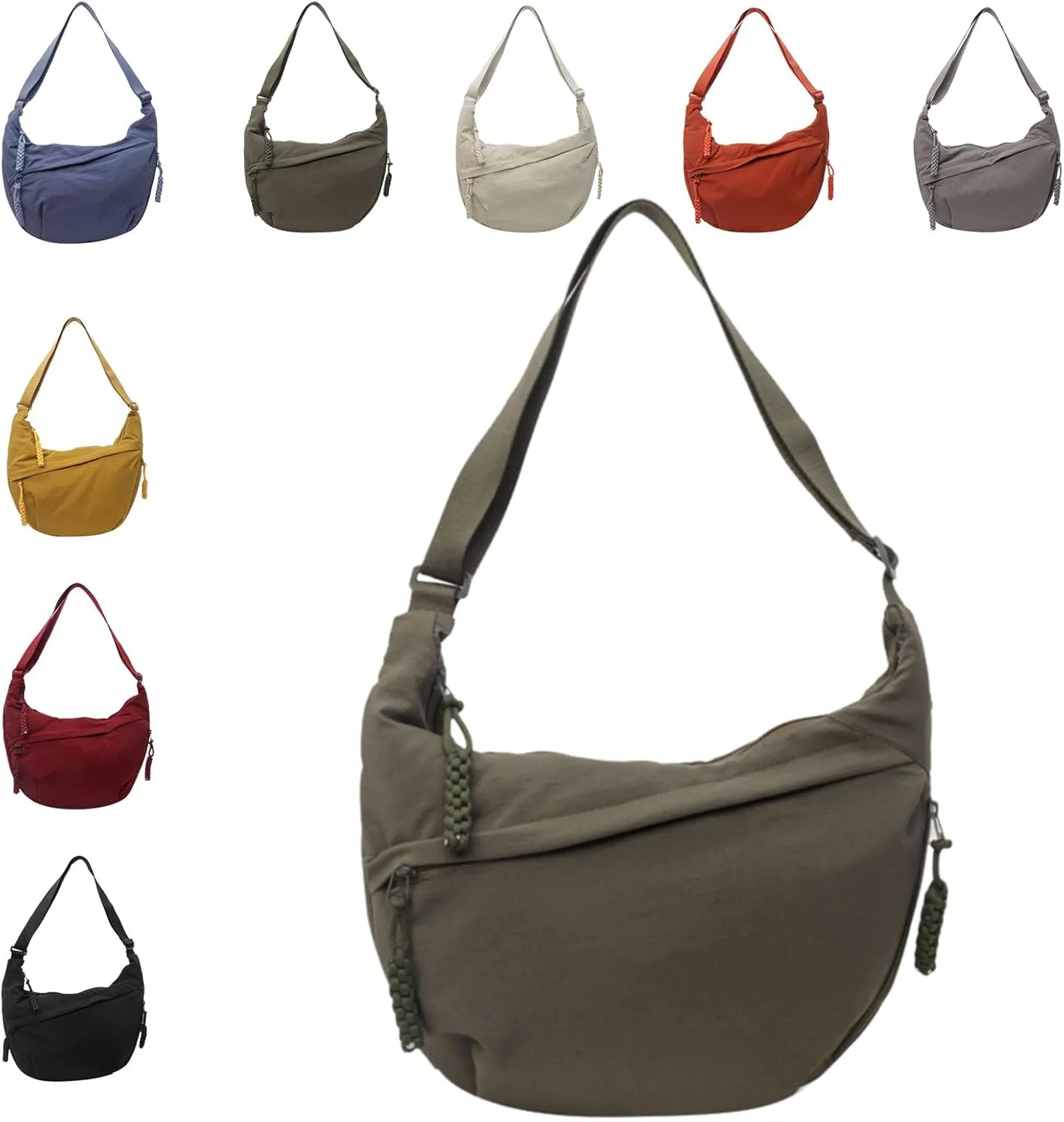 Limorence Women's Fashion Plain Color Nylon Crossbody Hobo Bag, nylon crescent bag, large crossbody bags for women