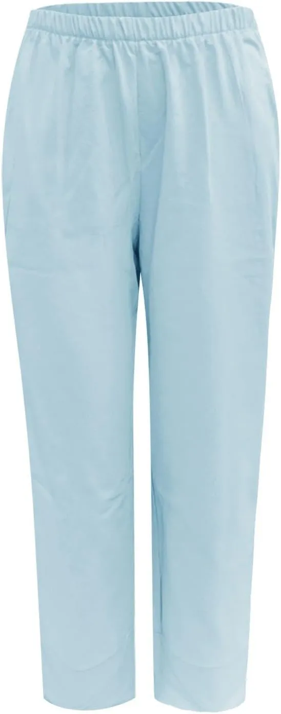 Linen Pants Women Casual Summer Capris Lightweight Cropped Pant Baggy Palazzo Pants Soft Wide Leg Trousers Pants with Pockets, X-Large, #A3-sky Blue
