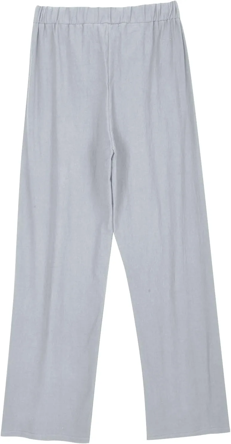 Linen Pants Women Wide Leg Palazzo Pants Lounge Beach Summer Cropped Drawstring Trousers Clothes with Pockets