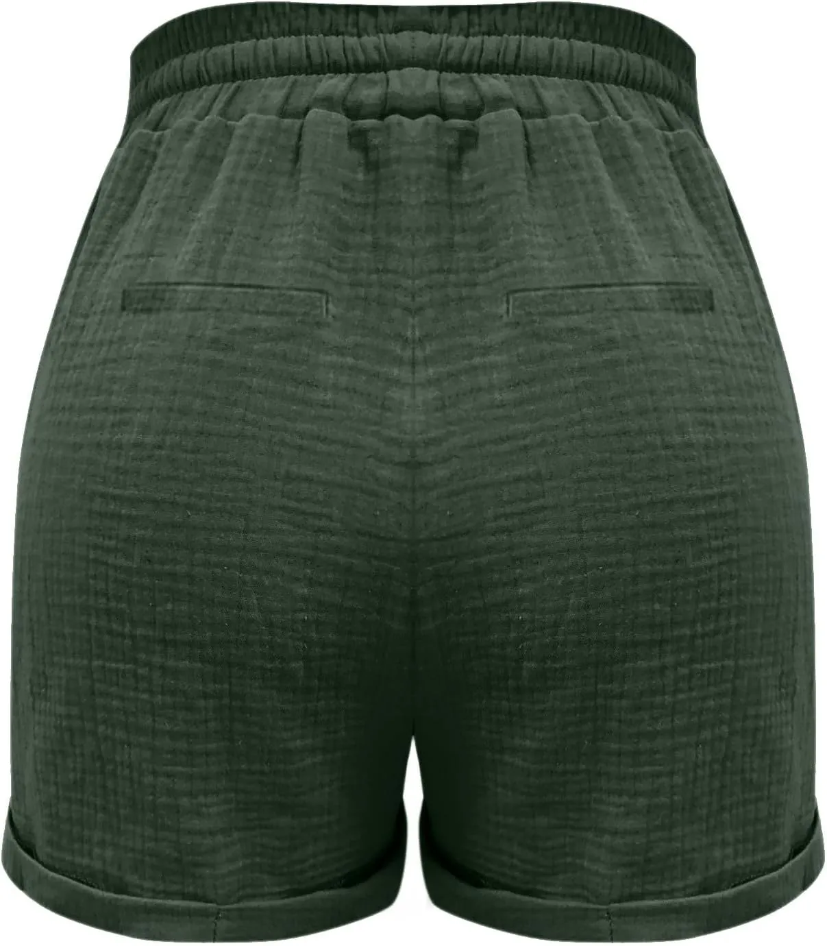 Linen Shorts for Women Elastic Waist Straight Leg Trendy Shorts with Pockets Summer Vacation