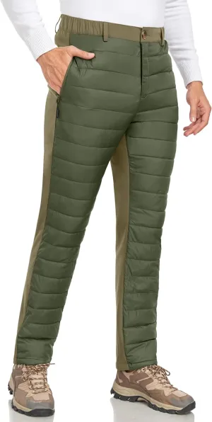 Little Donkey Andy Men's Puffer Pants Warm Fleece Lined Quilted Insulation Snow Ski Pants