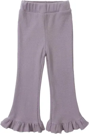 Little Girl's Solid Color Leggings High Waisted Flared Pants Yoga Bootcut Pants Full Length Bell Bottoms