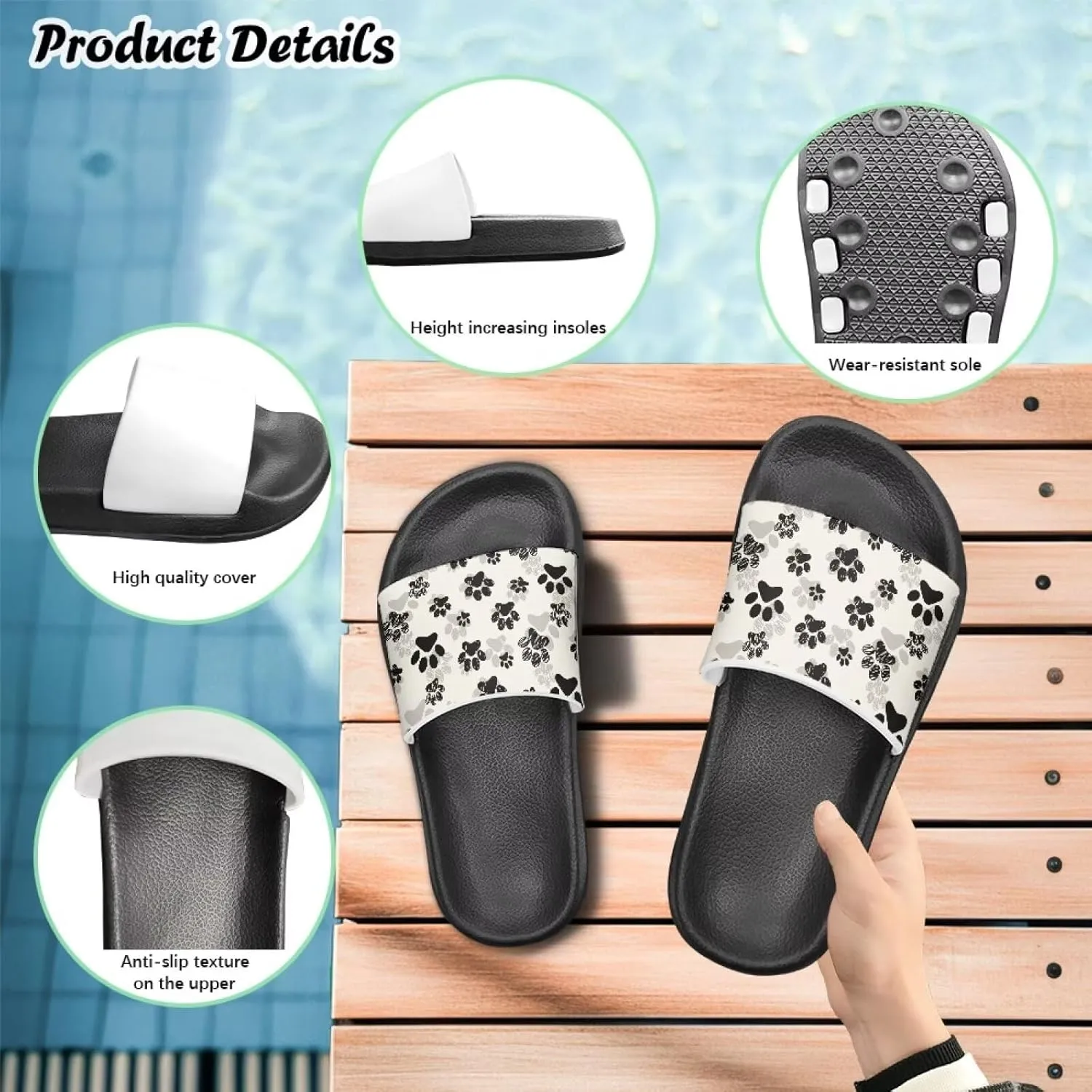 Little Kids Slides Slippers Summer EVA Non Slip One Piece Sandal for Beach Home Soft and Quickly Drying