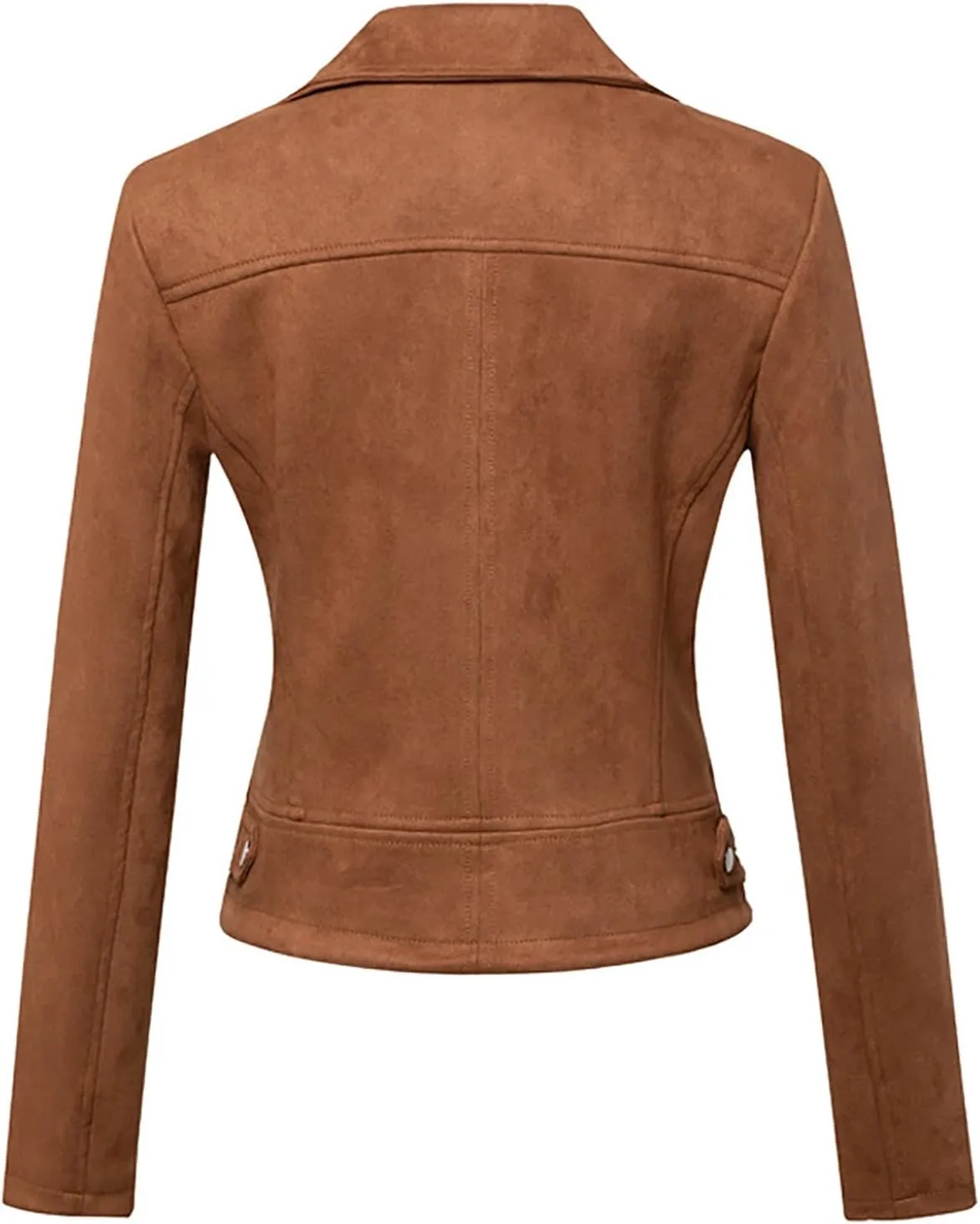 Lmdudan Faux Leather Short Jacket for Women Winter Long Sleeve Motorcycle Coats Sexy Lapel Zipper Cropped Outwear Tops