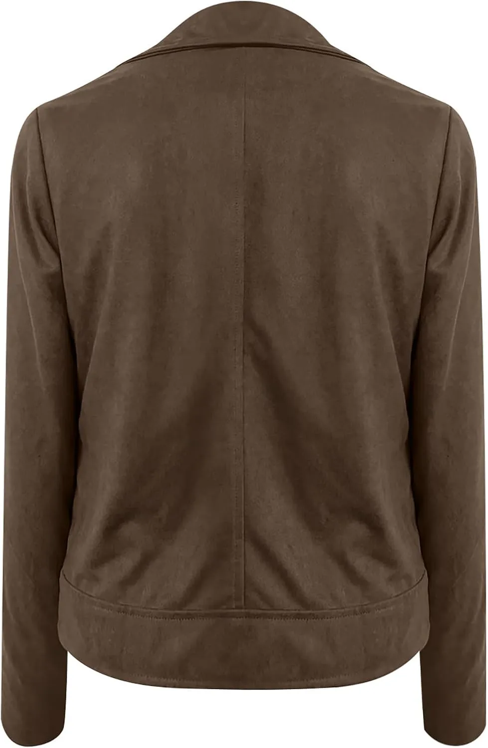 Lmdudan Womens Leather Jacket Faux Suede Biker Moto Coat 2023 Fashion Long Sleeve Zipped Notch Collar Outwear Solid Color Top