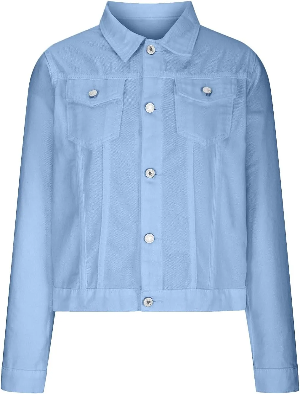 Lmdudan Women's Long Sleeve Button Down Wash Denim Jacket Ladies Retro Western Jean Jacket Winter Fall Coat Tops & Pockets