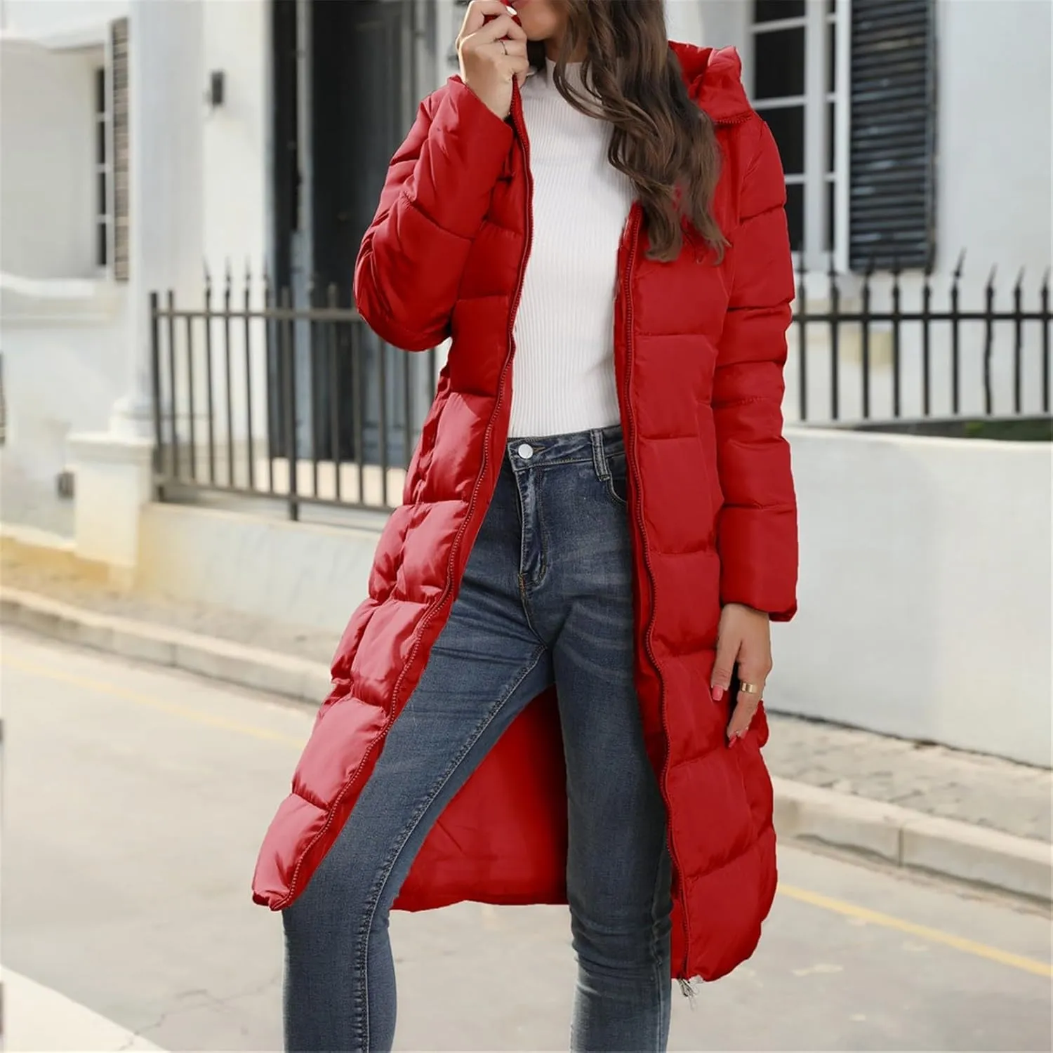 Long Length Maxi Puffer Parka Coat Puffer Jacket Lightweight Winter Coat Long Sleeve Puffer Jacket Womens Coats