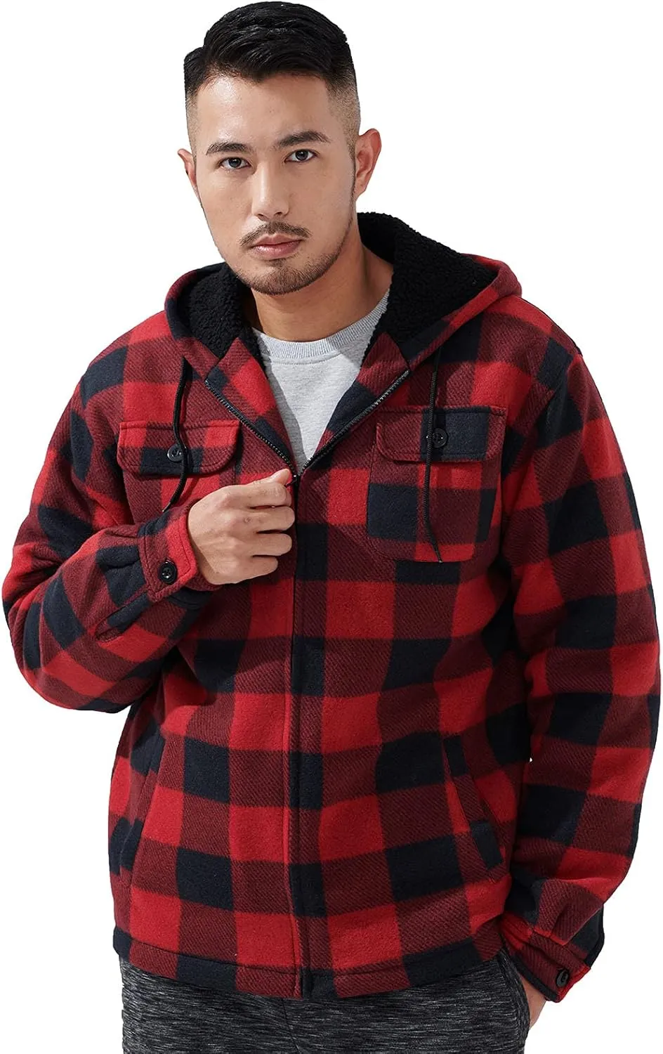 Long Sleeve Hoodies for Men Heavyweight Zip Up Hooded Sweatshirts Sports Outdoor Outerwear