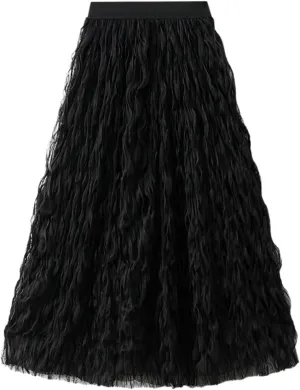 Long Tulle Skirt High Waist Loose A Line For Women Boho Flare/Irregular Flowy Elegant For Parties/Everyday Wear Summer