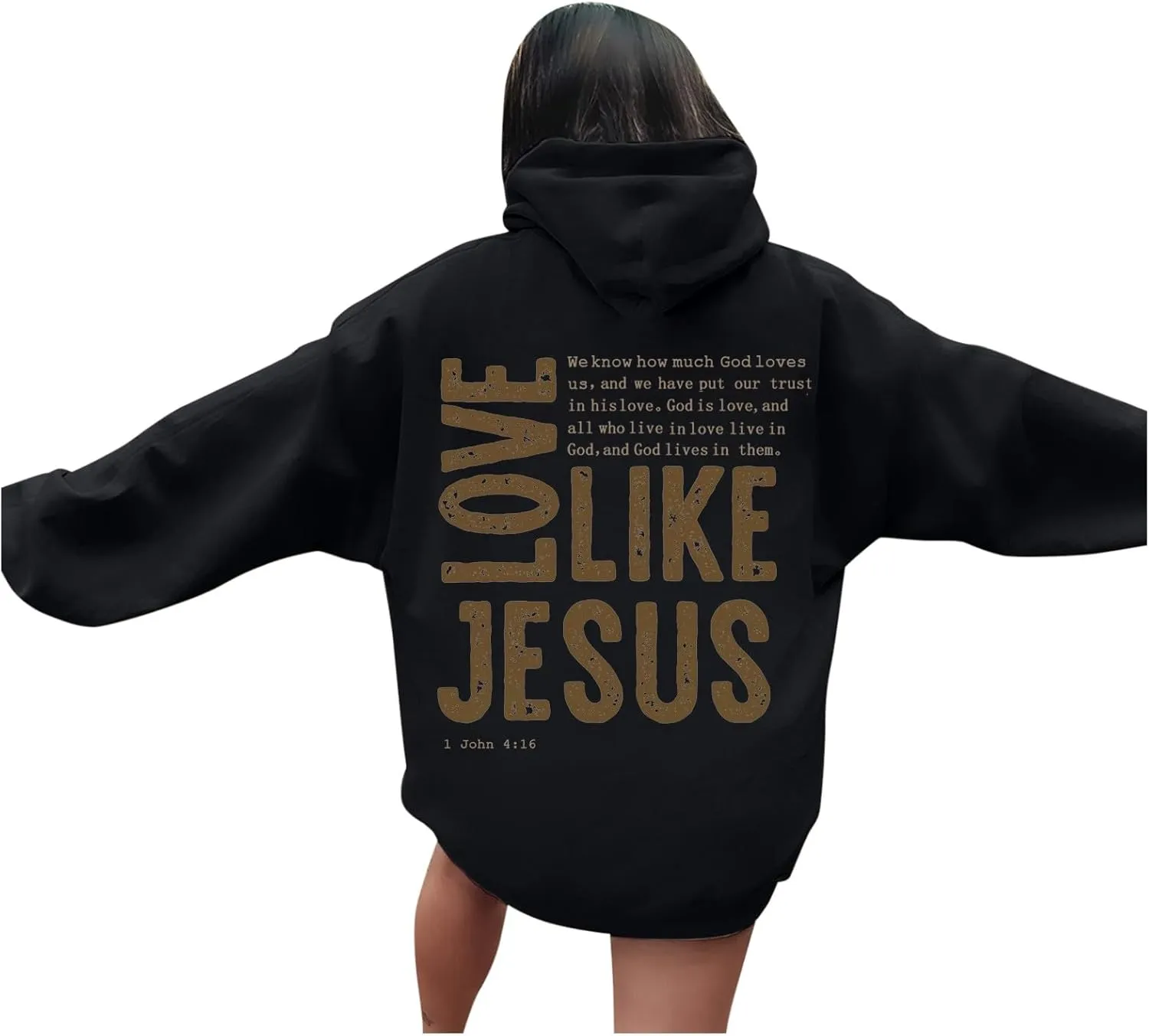 Love Like Jesus Long Sleeve Hoodies for Women 2024 Winter Fall Preppy Pullover Sweatshirts Y2K with Hood Oversized