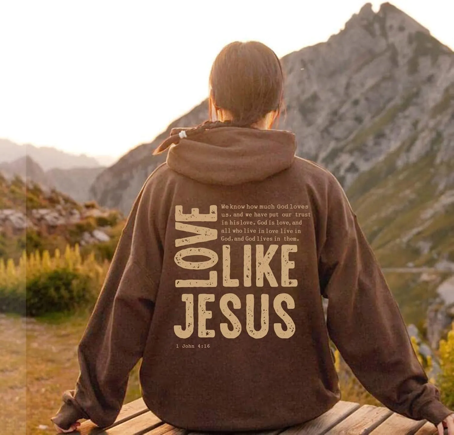 Love Like Jesus Long Sleeve Hoodies for Women 2024 Winter Fall Preppy Pullover Sweatshirts Y2K with Hood Oversized