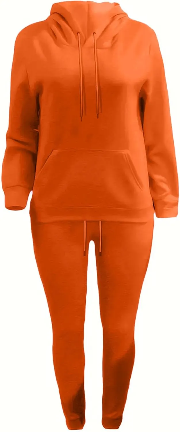 LovelyWholesale Womens 2 Piece Set Hoodie Sweatshirts and Jogger Sets