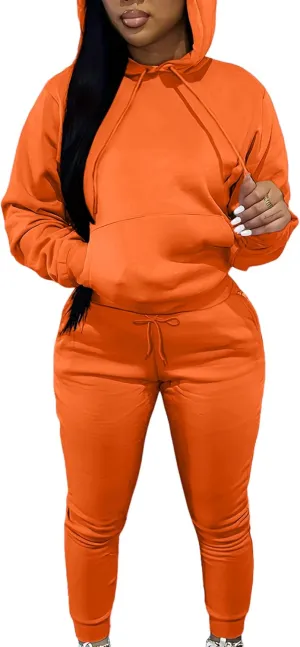 LovelyWholesale Womens 2 Piece Set Hoodie Sweatshirts and Jogger Sets