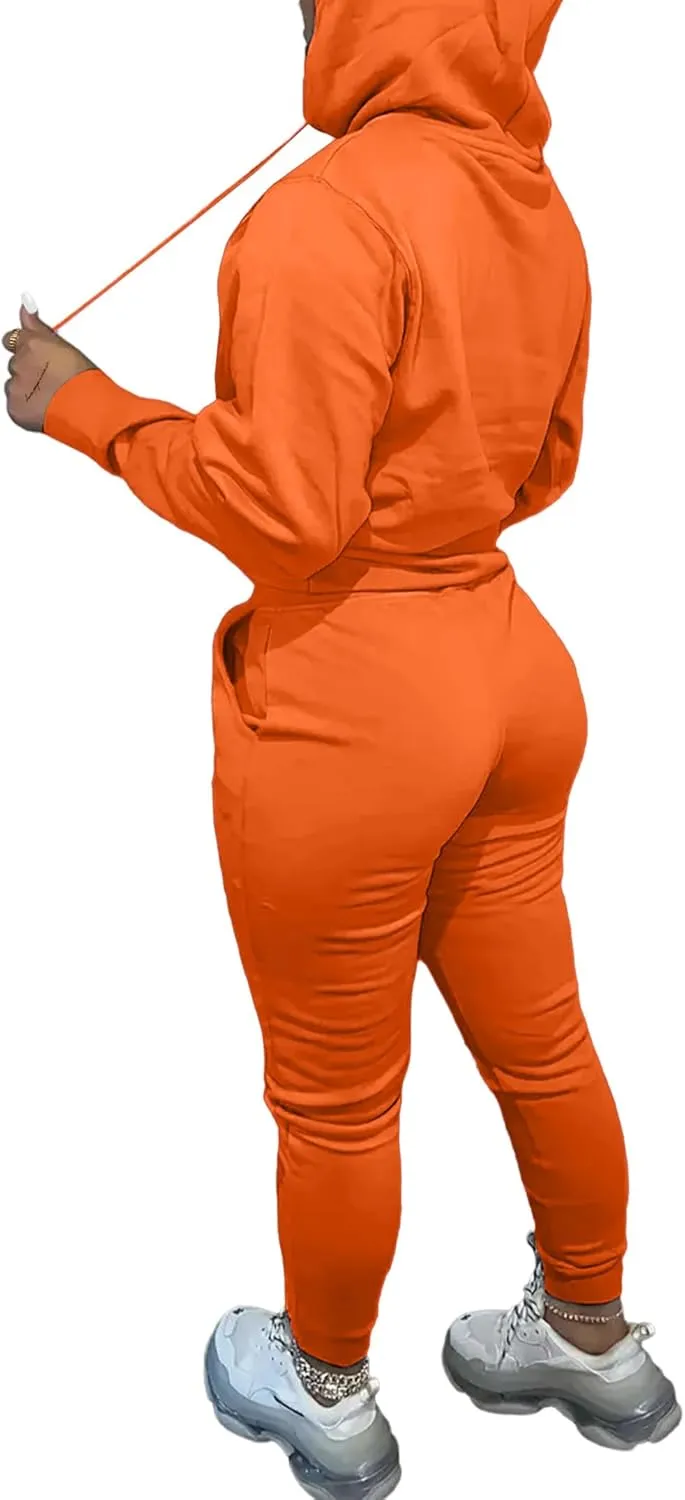 LovelyWholesale Womens 2 Piece Set Hoodie Sweatshirts and Jogger Sets