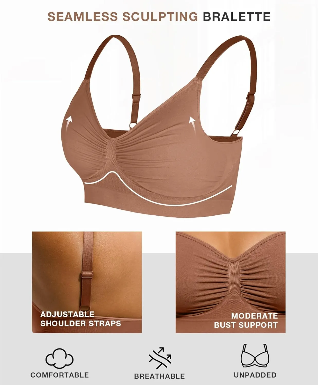 Lover-Beauty Bralettes for Women - Wireless Seamless Bra Stretch Comfort No Underwire Unlined Everyday Bras