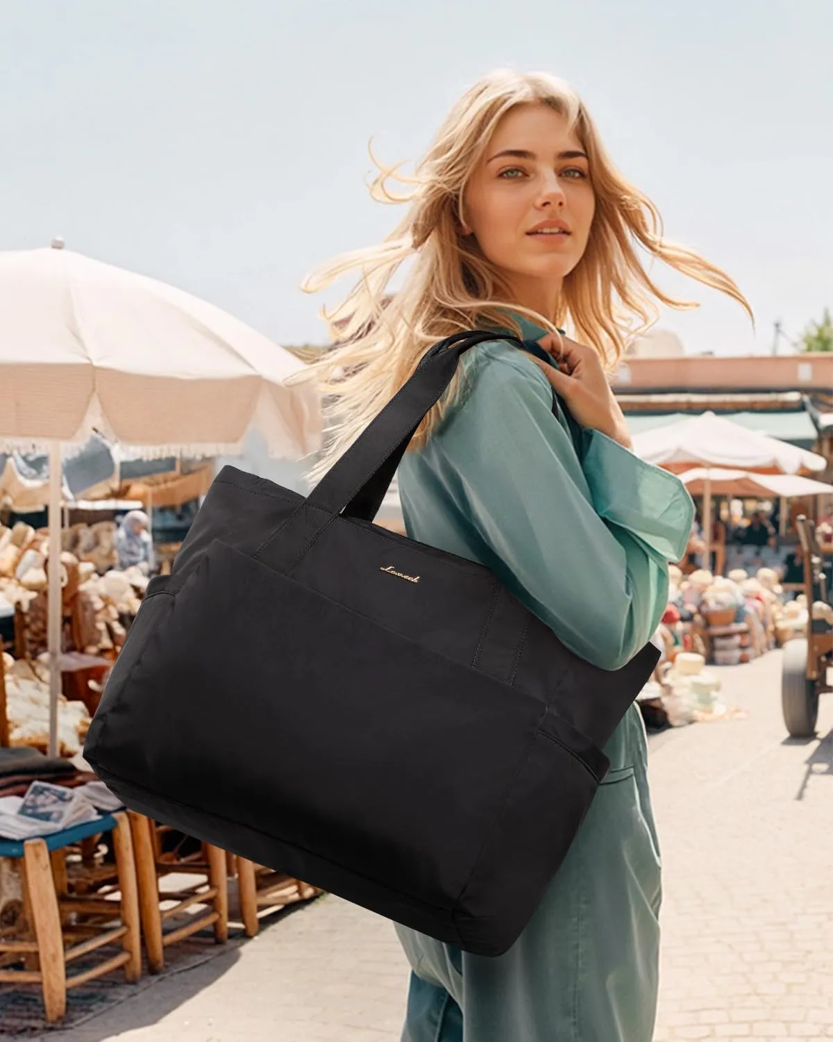 LOVEVOOK Tote Bag for Women 15.6 Inch Work Tote Handbag with Zipper and Yoga Strap Gym Bag for Nurse Teacher Travel, Daily