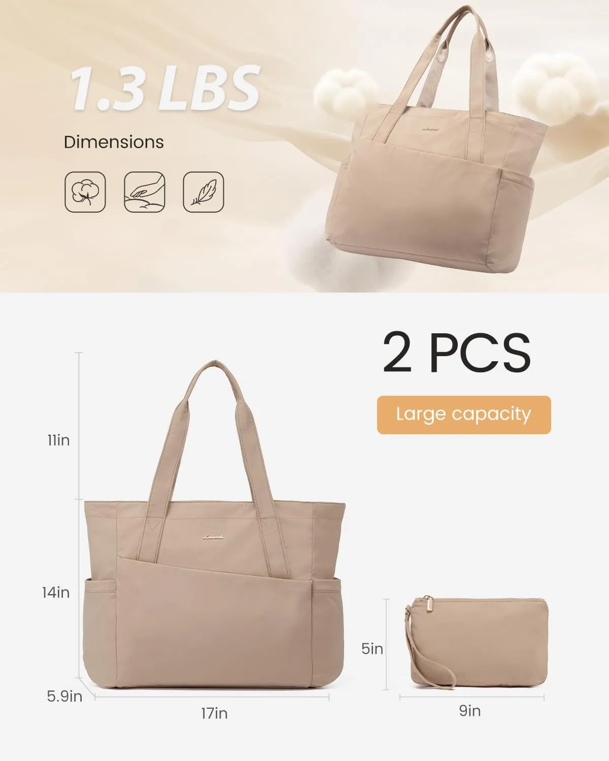 LOVEVOOK Tote Bag for Women 15.6 Inch Work Tote Handbag with Zipper and Yoga Strap Gym Bag for Nurse Teacher Travel, Daily