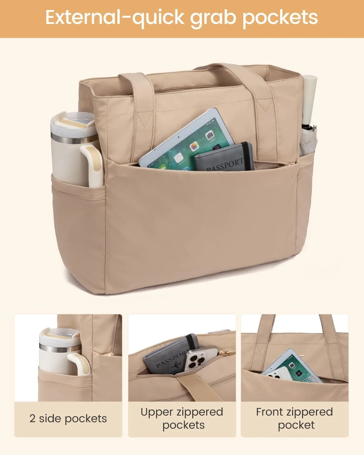 LOVEVOOK Tote Bag for Women 15.6 Inch Work Tote Handbag with Zipper and Yoga Strap Gym Bag for Nurse Teacher Travel, Daily