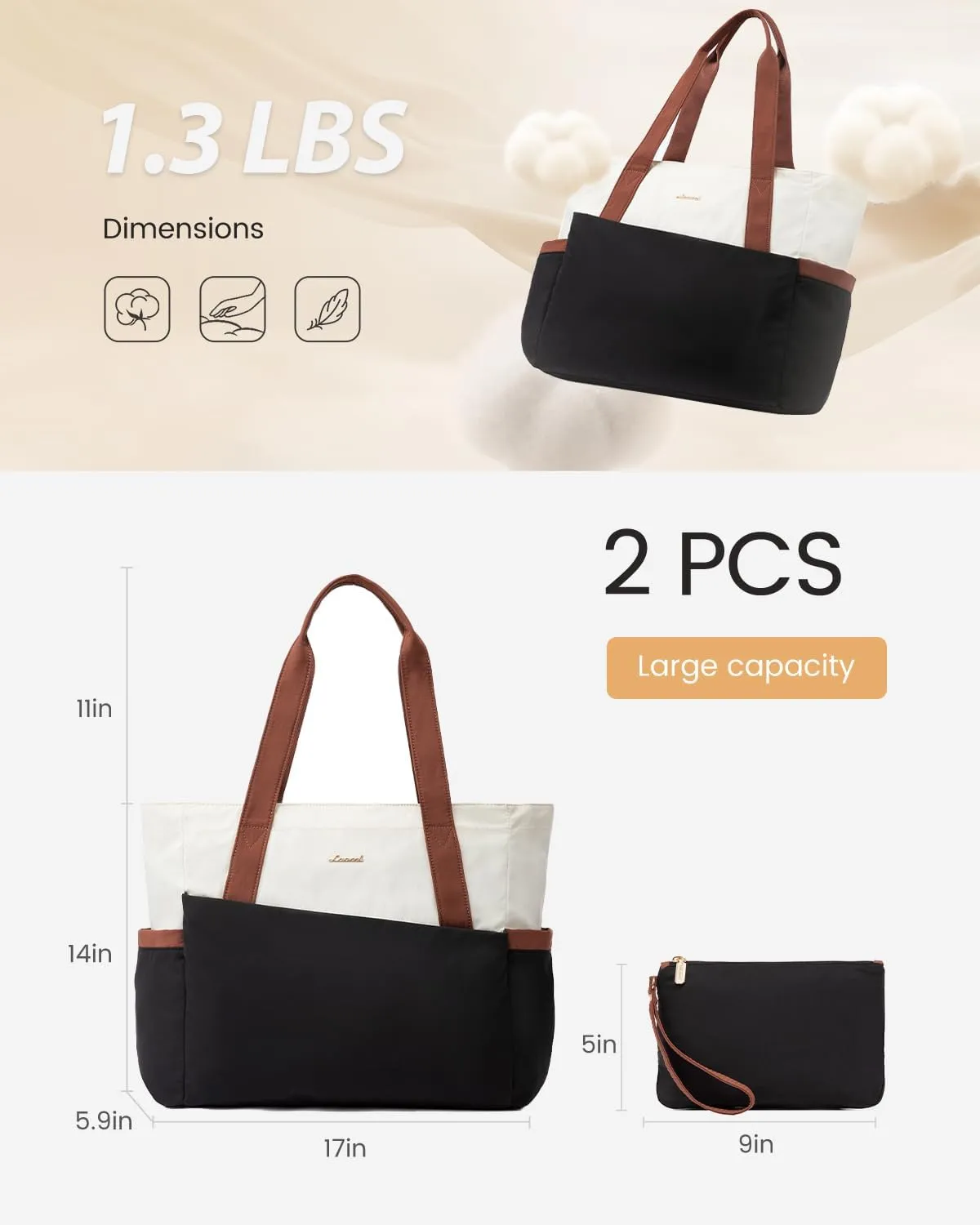 LOVEVOOK Tote Bag for Women 15.6 Inch Work Tote Handbag with Zipper and Yoga Strap Gym Bag for Nurse Teacher Travel, Daily