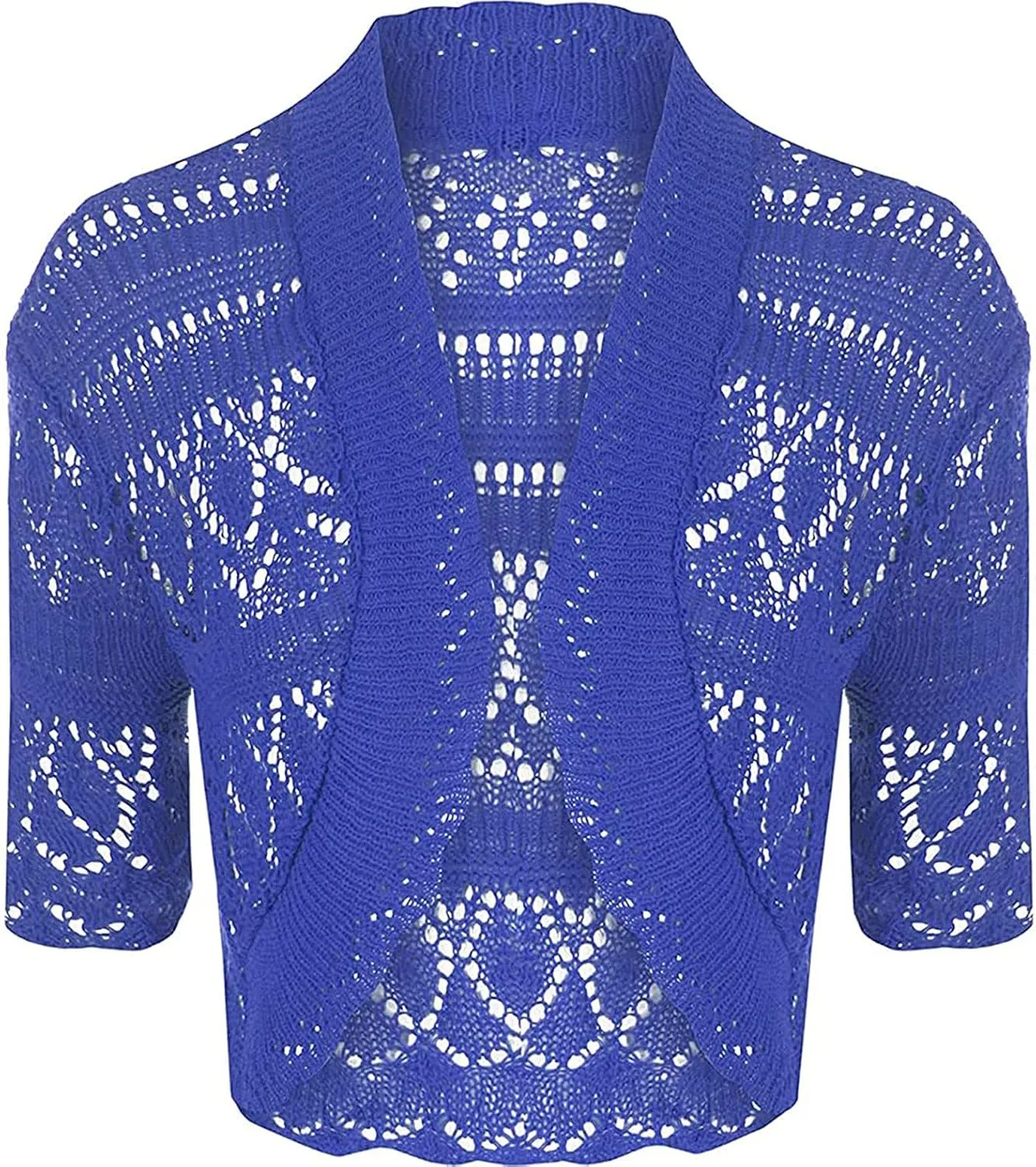 Loxdonz Women's Crochet Knit Cropped Bolero Shrug Cardigan Open Front Short Shrugs for Women