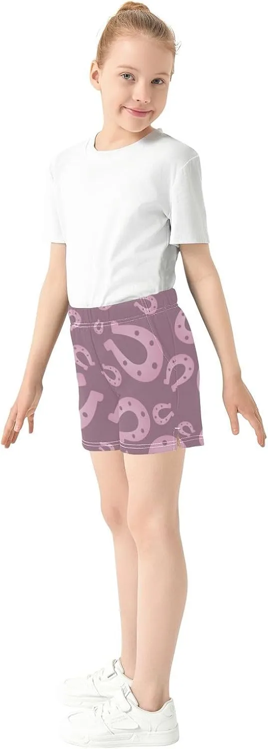 Lucky Horseshoe Girls Athletic Shorts Summer Girl Shorts Kids Shorts for Girls with Pockets Size 7-15T