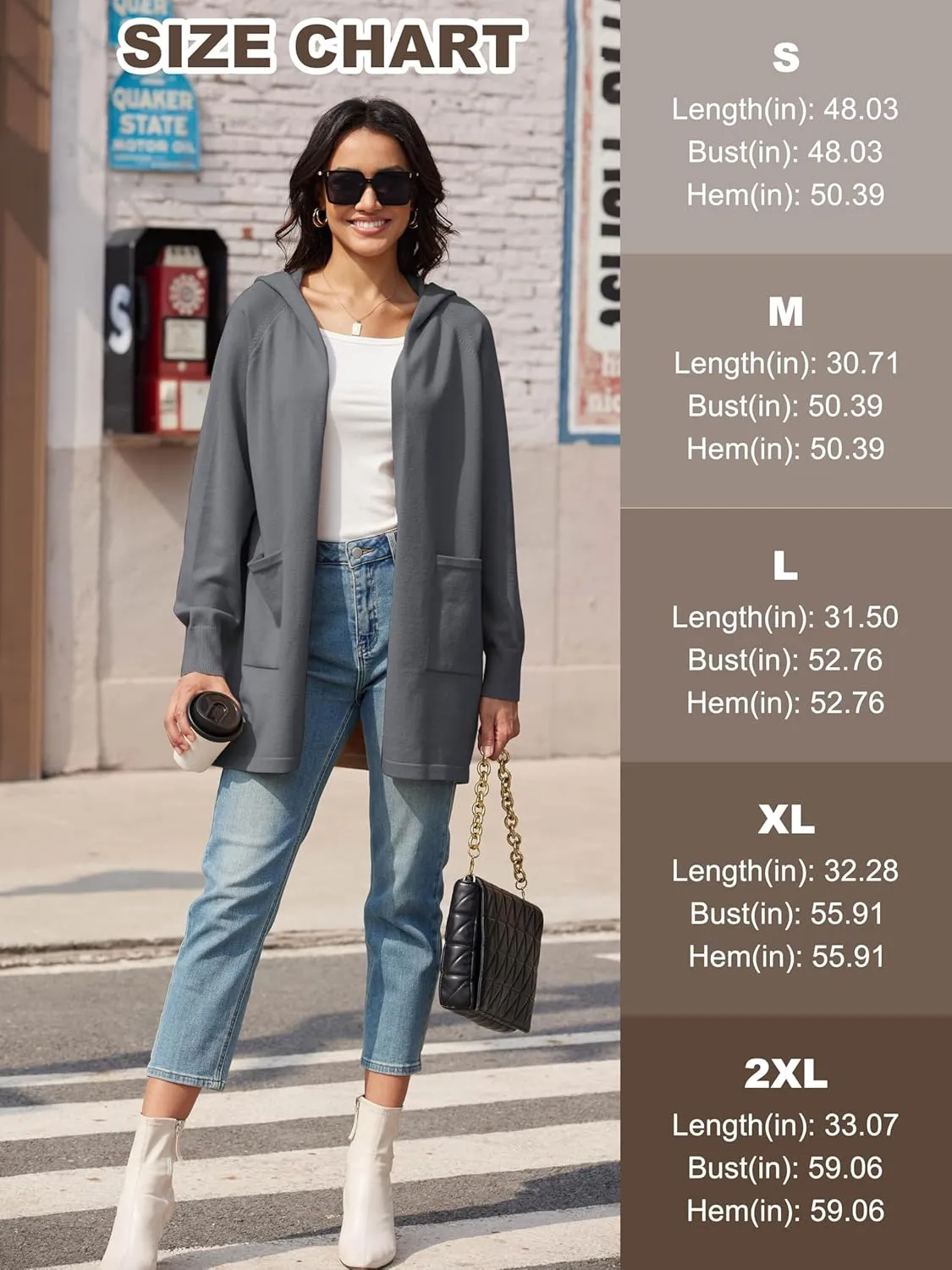 MAGCOMSEN Women's Cardigan Open Front Knit Hoodie Sweater Coatigan Jacket 2024 Casual Fall Trendy Coats with Pockets