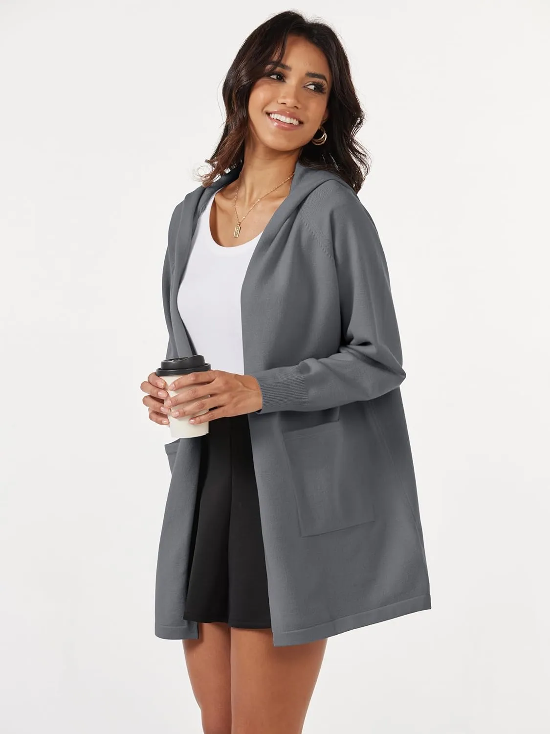 MAGCOMSEN Women's Cardigan Open Front Knit Hoodie Sweater Coatigan Jacket 2024 Casual Fall Trendy Coats with Pockets