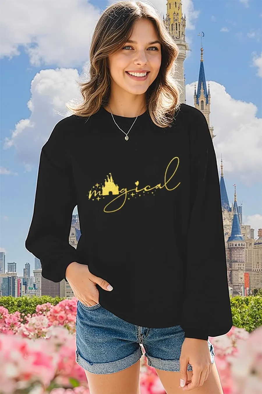 Magical SweatShirt for Women Funny Family Vacation Cute Graphic Casual Vacation long Sleeve Tops