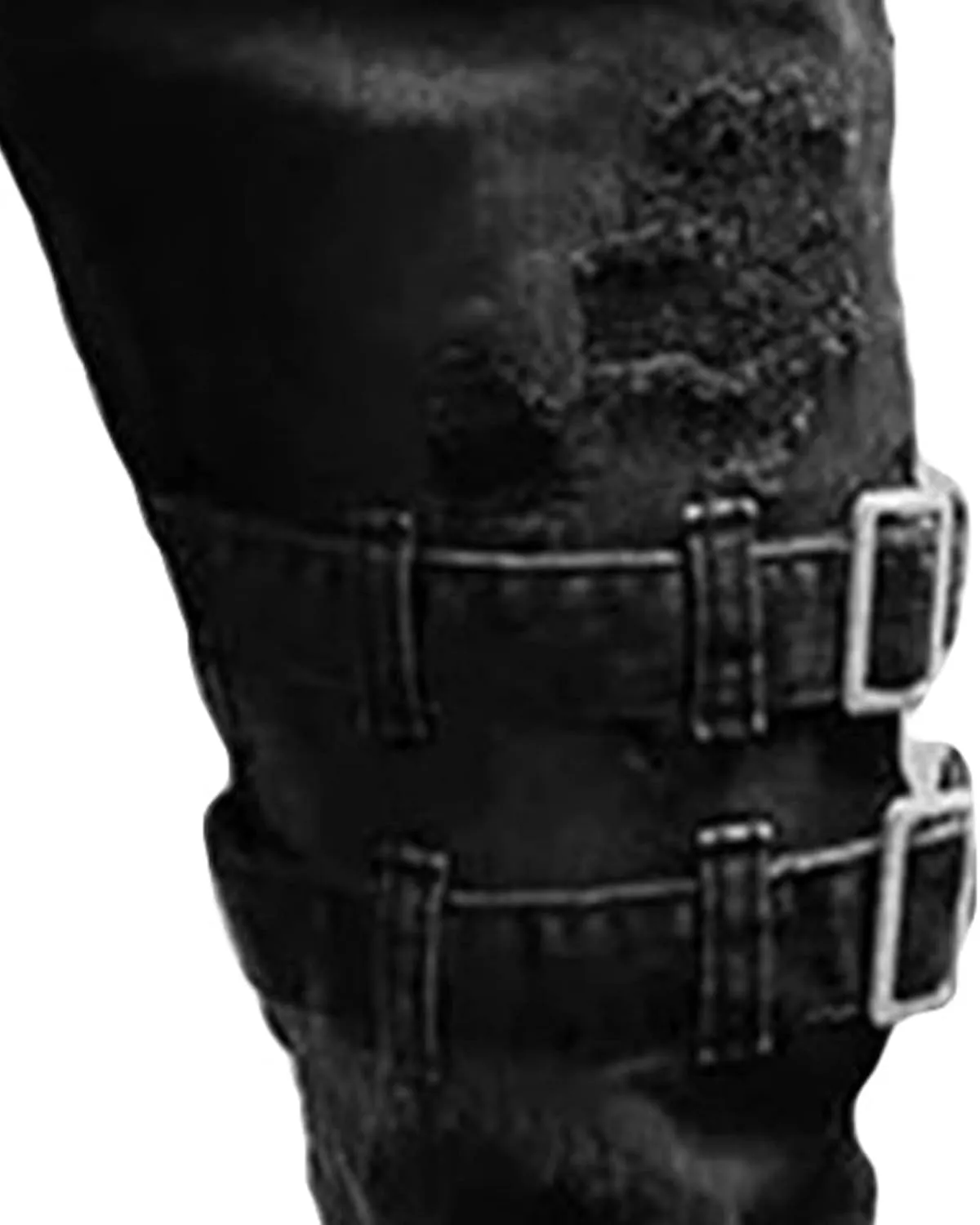 Maiyifu-GJ Men's Distressed Moto Biker Jeans Ripped Punk Gothic Zipper Denim Pants Hip hop Tapered Leg Slim Fit Jean